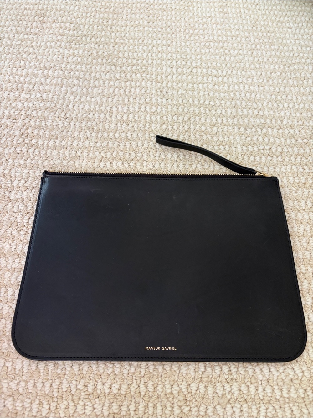 Mansur Gavriel Black Leather Wrist Pouch